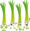 Leek or green onion- funny vector cartoon