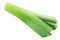 Leek, spring green onion stem isolated, top  view