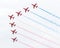 LEEUWARDEN, THE NETHERLANDS - JUNE 10, 2016: RAF Red Arrows performing at the Dutch Air Force Open House on June