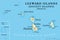 Leeward Islands, part of Society Islands in French Polynesia, political map