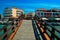 Lefkada city sea buildings bridge colors