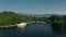 LEFKADA, GREECE - SEPTEMBER 21, 2019. Aerial shot of Feadship luxury motor yacht Anna docked at Skorpios island