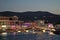 Lefkas, Greece, July 13 2018, Evening view of the city of Lefkas with its bridge