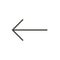 Left arrow icon, previous vector. Line back symbol.