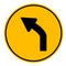 Left curve ahead traffic on white background. flat style. left curve traffic sign