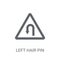 Left hair pin sign icon. Trendy Left hair pin sign logo concept