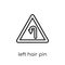 Left hair pin sign icon. Trendy modern flat linear vector Left h