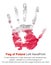 Left hand print in polish flag colors on white isolated background, celebration of poland