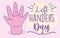 Left handers day, hand showing five fingers cartoon celebration