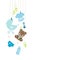 Left Hanging Baby Icons And Teddy Boy Bow Blue And Green