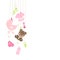 Left Hanging Baby Icons And Teddy Girl Bow Pink And Green