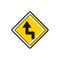 Left reverse turn sign. Vector illustration decorative design