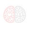 Left and Right Brain, Love concept outline stroke dot flat design with Heart symbol illustration