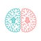 Left and Right Brain, Up and Down concept outline stroke flat design with Arrow symbol illustration