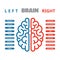 Left and right human brain vector illustration. Left and right human brain infographic.