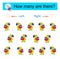 Left or Right. Logic game for kids. Count how many parrots are turned left and how many are turned right