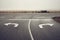 Left or right, roads intersection on a rainy day, USA