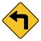 Left turn ahead traffic sign