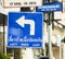 Left turn road sign in phuket, Thailand.