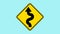 Left Winding Road Sign Animation, Yellow Road Symbol