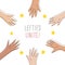 Lefties unite concept banner. August 13, International Left-handers Day celebration. Left hands organised in a circle, help and