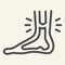 Leg ankle pain line icon. Foot joint bones injury outline style pictogram on white background. Injury leg for mobile