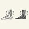 Leg ankle pain line and solid icon. Foot joint bones injury outline style pictogram on white background. Injury leg for