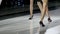 Leg beauty woman in model show fashion week walking high heels catwalk closeup 4K