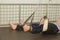 Leg exercise with suspension set