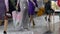 Leg girl in model show fashion week hold umbrella high heels catwalk closeup 4K