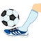 Leg of the soccer player with ball