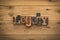 Legacy, word written with vintage letterpress printing blocks on rustic wood background