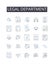 Legal department line icons collection. Marketing team, Research division, Finance department, Human resources, Sales