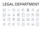 Legal department line icons collection. Marketing team, Research division, Finance department, Human resources, Sales