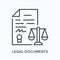 Legal document flat line icon. Vector outline illustration of agreement contract. Black thin linear pictogram for