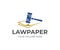 Legal documents logo design. Law papers and law gavel vector design