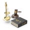 Legal Gavel Scales And Law Book on white. 3D illustration