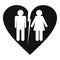Legal heart divorce icon, simple style