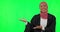 Legal, judge and pointing with face of muslim woman on green screen for idea, show and justice. Lawyer, deal and mockup