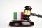 Legal law concept image, judge gavel and flag of Italy