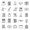 Legal notary icons set, outline style