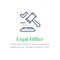 Legal office services, law firm, judge gavel, auction concept