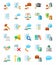 Legal services, colored icons, white background.