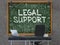 Legal Support Concept. Doodle Icons on Chalkboard. 3D.