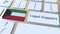 Legal Support text and flag of Kuwait on the computer keyboard. Online legal service related 3D animation