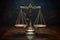Legal symbolism Iconic scale of justice isolated on dark background