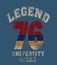 `legend 76` typography, sporting tee shirt graphics