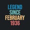 Legend since February 1936 - retro vintage birthday typography design for Tshirt