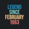 Legend since February 1963 - retro vintage birthday typography design for Tshirt