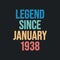 Legend since January 1938 - retro vintage birthday typography design for Tshirt